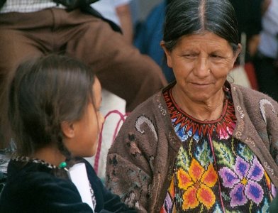 guatemala, picture 19: sceptical grandmother, chichi. click on the image to go to the next picture